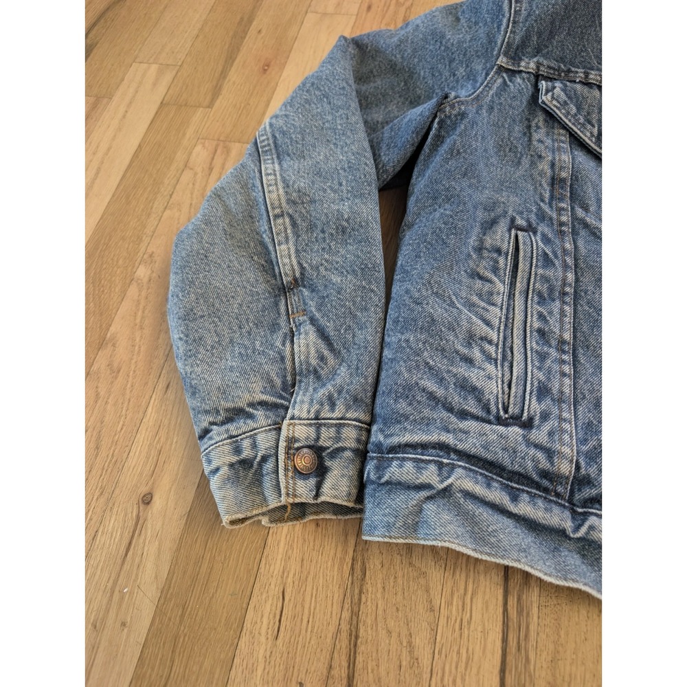 VTG 80s Levis Sherpa Lined Denim Trucker Jacket USA Made 70608 42R Streetwear - Picture 10 of 16